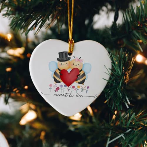Meant To Bee Couples Christmas Ornament - Heart Gift for Engagement & Wedding