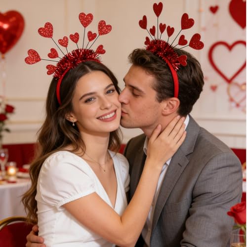 Valentine Heart Headband Glitter Sequin Hair Accessory for Women