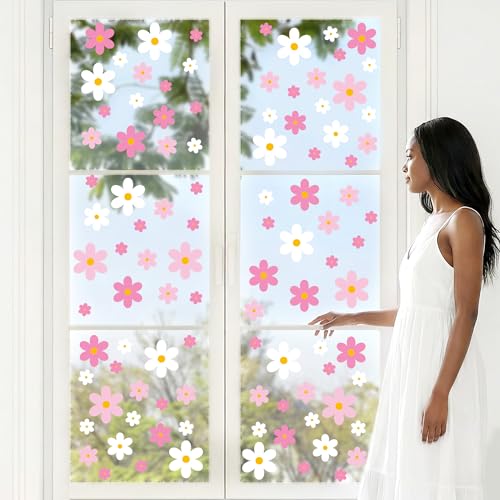 108 Pcs Daisy Window Clings - Double-Sided Flower Stickers for Home Decor