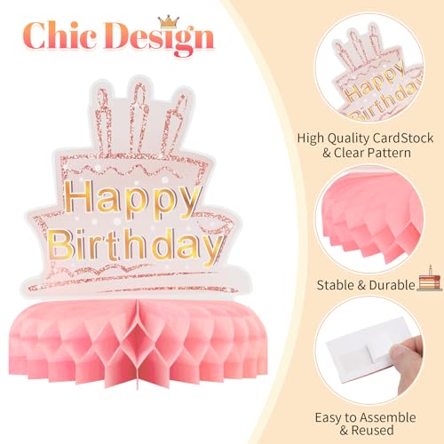 9PCS Pink Rose Gold Honeycomb Table Centerpieces for Birthday
