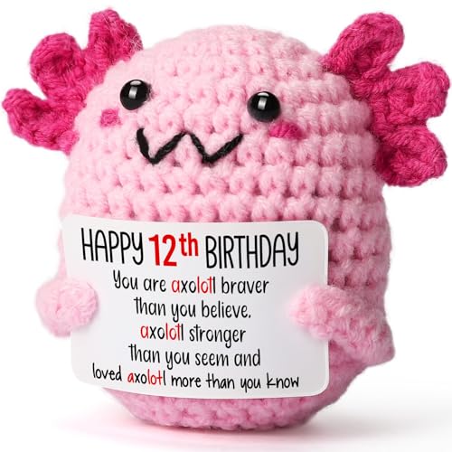 Handmade Crochet Axolotl Plush Toy for 12-Year-Old Girls