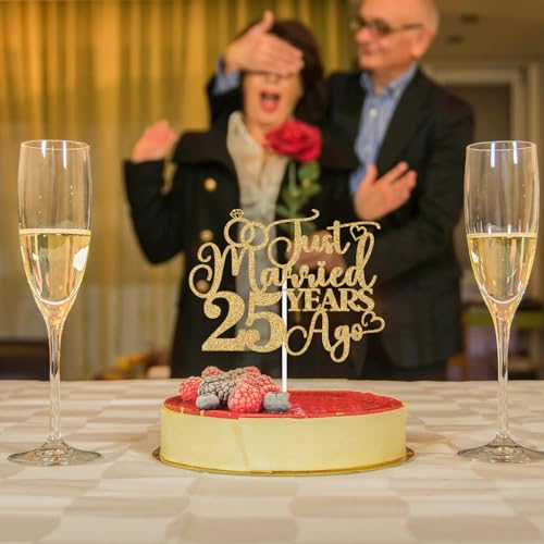 Just Married 25 Years Cake Topper - 25th Anniversary Decoration