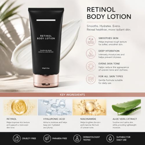 Fhjkuy Retinol Body Lotion - Firming & Moisturizing Cream for Neck and Body