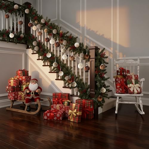 Upgraded Brown Velvet Christmas Tree Ornaments 15 pcs - Shatterproof Holiday Decor