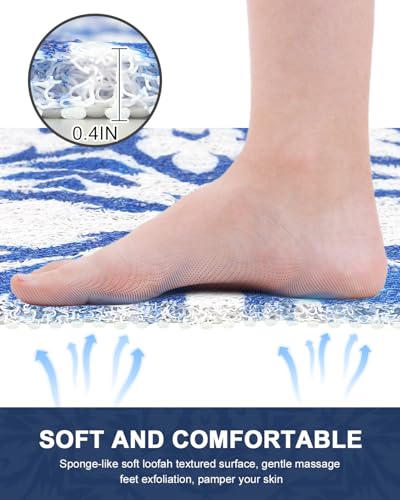 Non-Slip Shower Mat 24x24 Inch - Soft PVC with Drain Holes