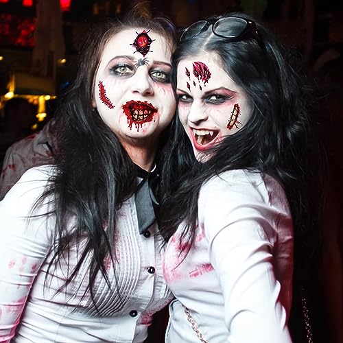 Halloween Temporary Tattoos 9PCS - 3D Bloody Scars & Fake Wounds