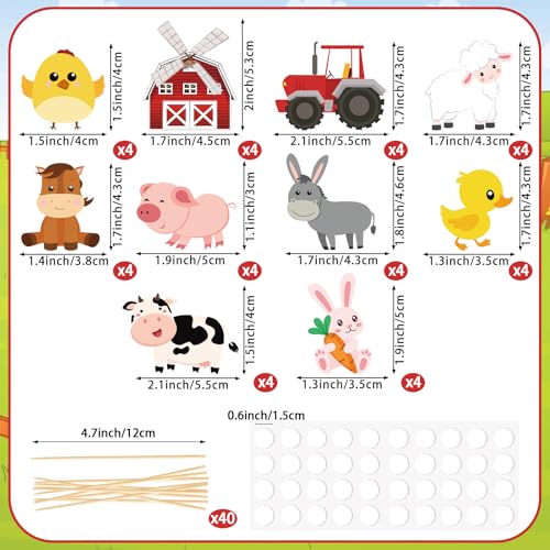 40 Farm Animal Cupcake Toppers for Barnyard Theme Parties