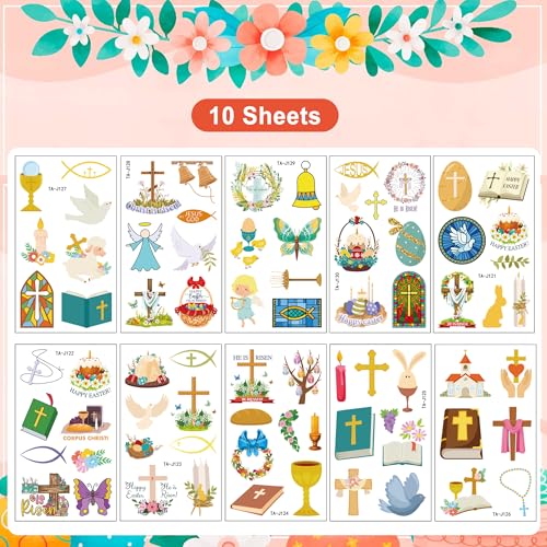 74Pcs Luminous Easter Temporary Tattoos for Kids Basket Stuffers