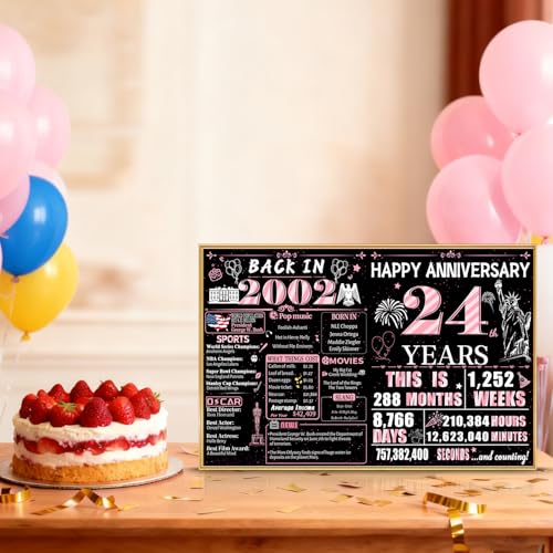 24th Anniversary Jumbo Musical Card for Wife - Black & Gold