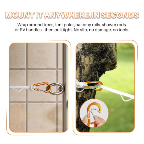 Aurosturt Portable Clothesline, 12.5 FT Travel Laundry Line with 12 Clips