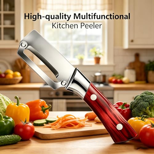 Multi-Functional Vegetable Peeler with Wooden Handle & Opener