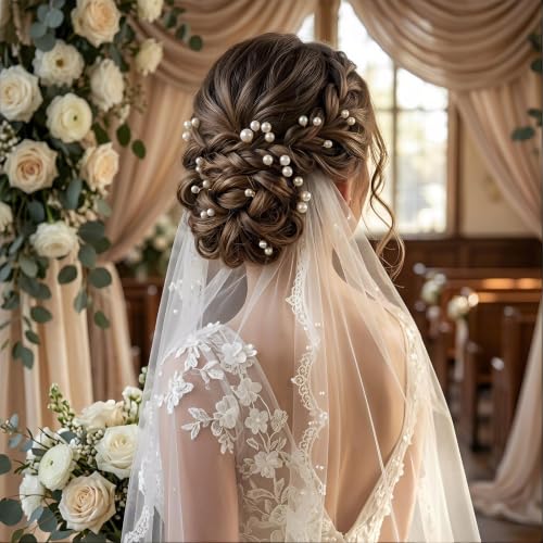 24 Pcs Pearl Bridal Hair Pins Handmade U-Shape Wedding Hair Accessories