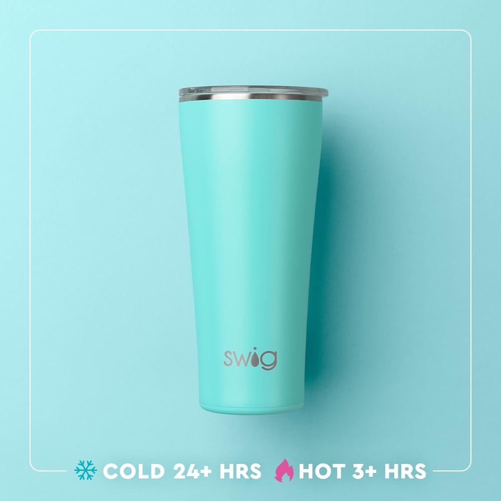 Swig Life 32oz Insulated Tumbler, Travel Coffee Tumbler with Lid, Cup Holder Friendly Travel Coffee Mug, Stainless Steel with Lid (Paradise)