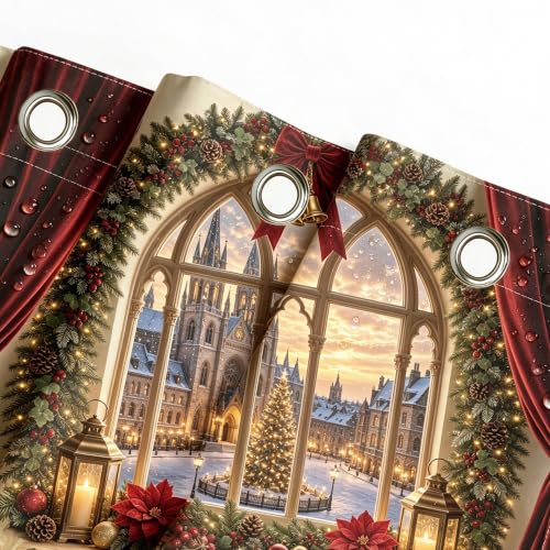 Christmas Shower Curtain Winter Cabin Scene Cardinals 72x72 Inches - Holiday Bathroom Decor