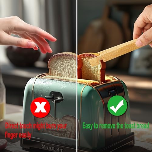 MONGSEW 8-Inch Bamboo Toaster Tongs – Eco-Friendly & Versatile