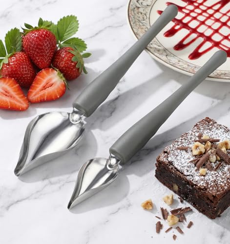 2-Piece Stainless Steel Plating Drizzle Spoon Set for Dessert Decorating
