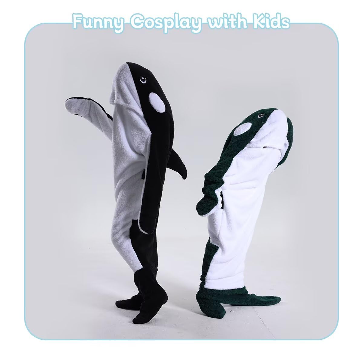 Whale Blanket Hoodie Onesie Adult Wearable Whale Blanket Soft Cozy Costume Onesie Pajamas Cartoon Animals Sleeping Bag Black, XX-Small