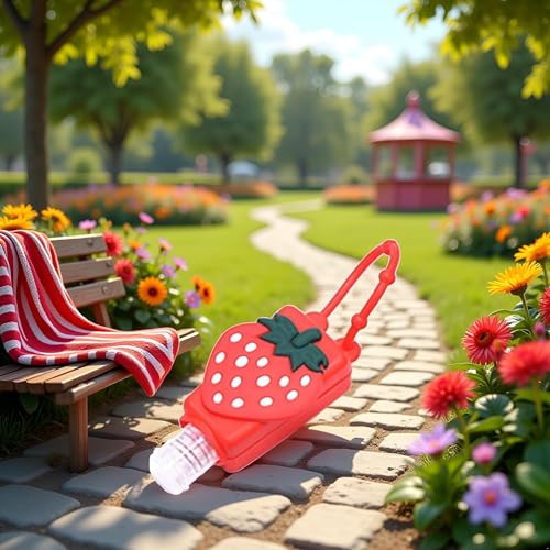 Strawberry Refillable Travel Hand Sanitizer Bottle with Silicone Sleeve