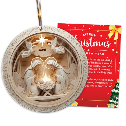 Christian Nativity Scene Angel Christmas Ornament Set - Christian Families Variation