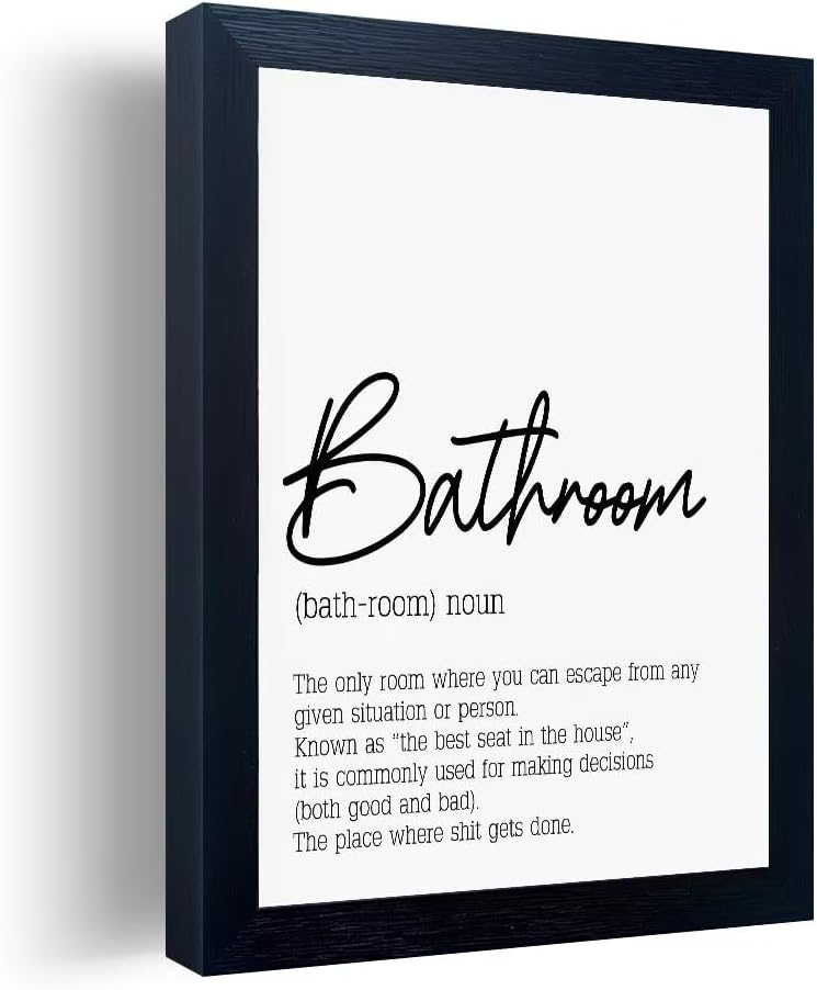Black and White Bathroom Wall Art - Modern Quotes Decor | Small Framed Canvas Art