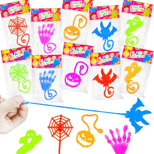Halloween Sticky Hands Toys - 28 Pack Non-Candy Treats for Kids