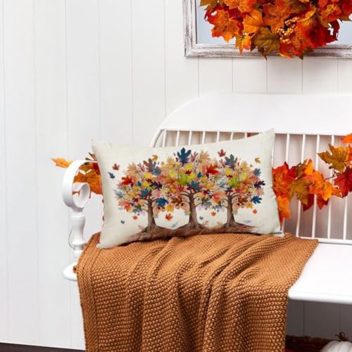 Dark Blue Maple Leaf Fall Pillow Cover 12x20 Inch - Pack of 1