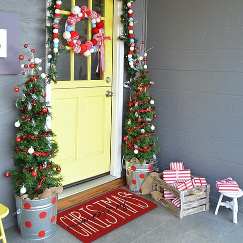Christmas Elk Welcome Door Mat - Holiday Decor, 30x17 Inch, Non-Slip