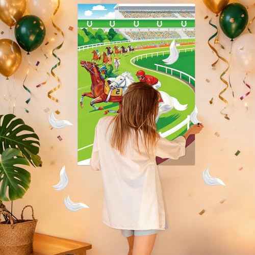 Large Pin The Tail on The Horse Game Set for Kids - 24 Stickers