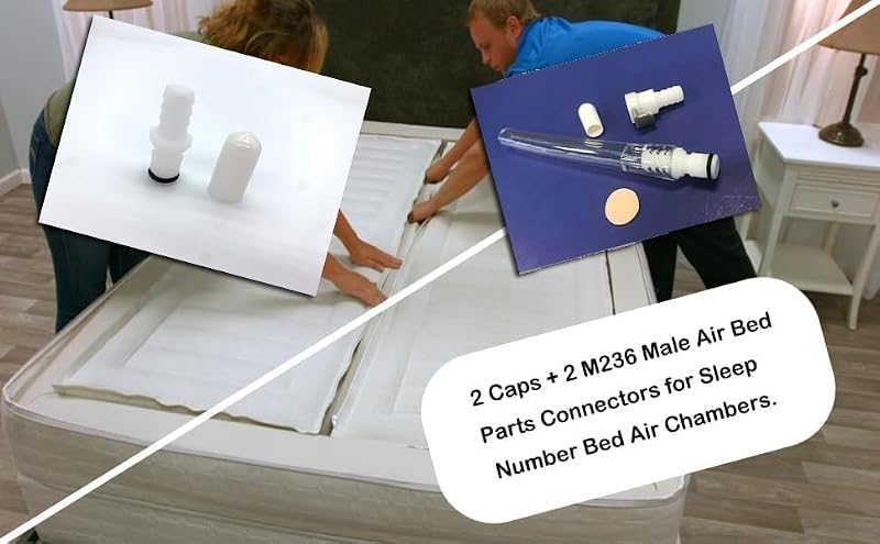 Cabagii 2-Pack M236 Male Connectors & Caps for Sleep Number Beds