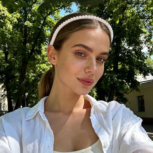 Penitue 5pcs Acrylic Pearl Headbands for Women Elegant Hair Accessories