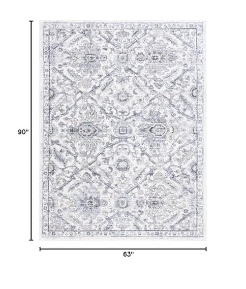 SAFAVIEH Opal Collection Area Rug - 5'3" x 7'6", Grey & Ivory, Oriental Design, Non-Shedding & Easy Care, Ideal for High Traffic Areas in Living Room, Bedroom, Dining (OAL466F-5)