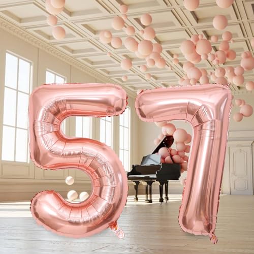 40 Inch Rose Gold Number 7 Foil Balloon for Birthdays and Anniversaries