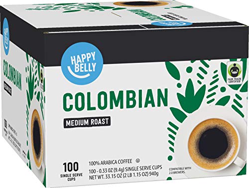 Happy Belly Colombian Medium Roast Coffee Pods - 100 Count