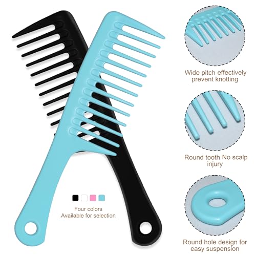 Wide Tooth Detangling Comb 4-Pack - Large Hair Styling Comb for Curly Hair