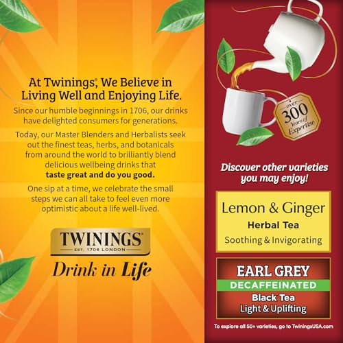 Twinings Decaffeinated Chai Spiced Black Tea Bags, 100 Count Box
