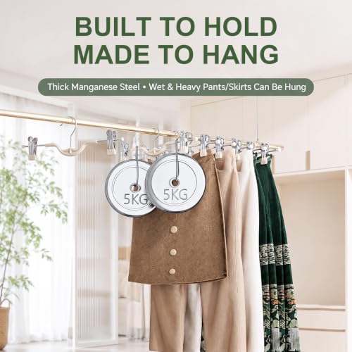 Niziyue Space Saving Pants Hangers with Clips, White 10 Pack