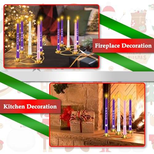 Gold 5-Candle Advent Wreath Candle Holder for Christmas Table Decor