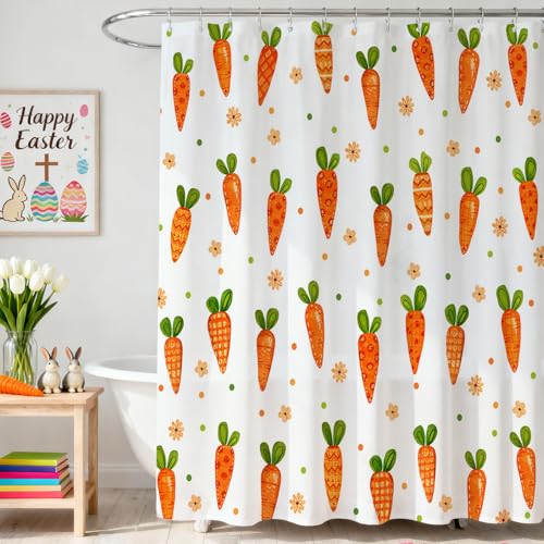 Easter Carrot Shower Curtain 72"x72" Waterproof with Hooks