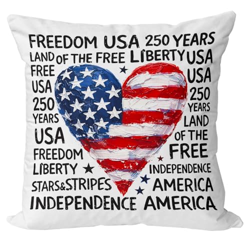 Bogatstvo Patriotic US 250th Anniversary Throw Pillow Cover 18x18 Inches