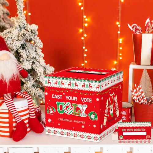 Ugly Sweater Contest Ballot Box Set with 50 Voting Cards