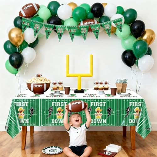Football 1st Birthday Party Tablecloth & Banner Set