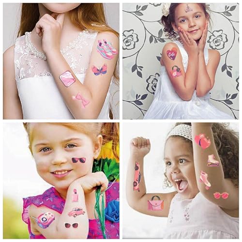 Pink Pastel Preppy Temporary Tattoos for Party Favors 10 Sheets