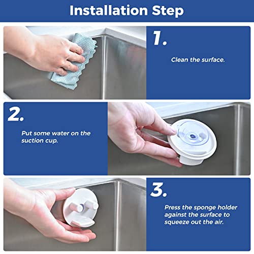 Qujior 1 Pack Suction Scrub Sponge Holder for Kitchen Sink