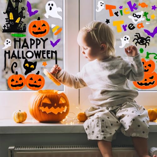 Halloween Gel Window Clings - 6pcs Spooky Decor Decals