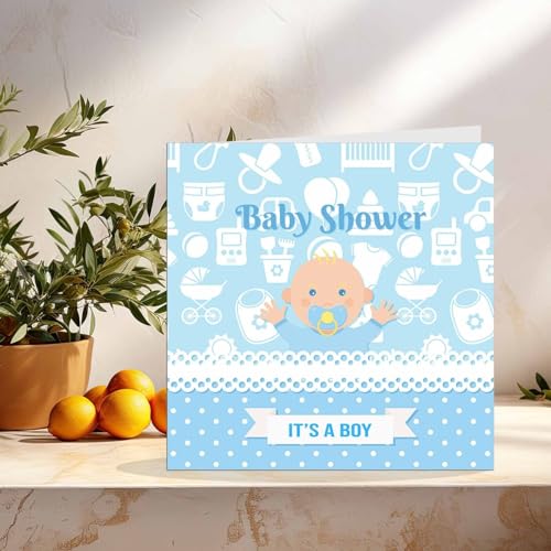 Boys Baby Shower Greeting Card & Luxury Envelope - Its A Boy