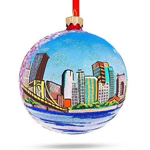 German Glass Hand-Painted Christmas Ornament - 4 Inch Holiday Tree Decor
