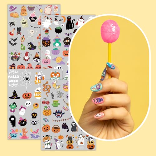 Halloween Nail Art Stickers - 165 PCS Pumpkin & Ghost Designs