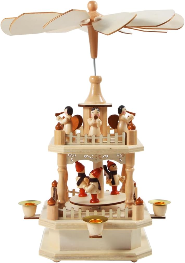 Regine Switzerland 14-Inch Wooden Christmas Pyramid - Nativity Scene with 4 Candle Holders