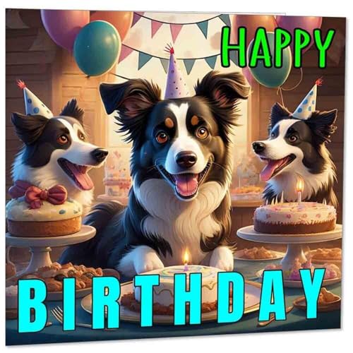 Border Collie Birthday Card with Envelope - Eco-Friendly & Premium Quality