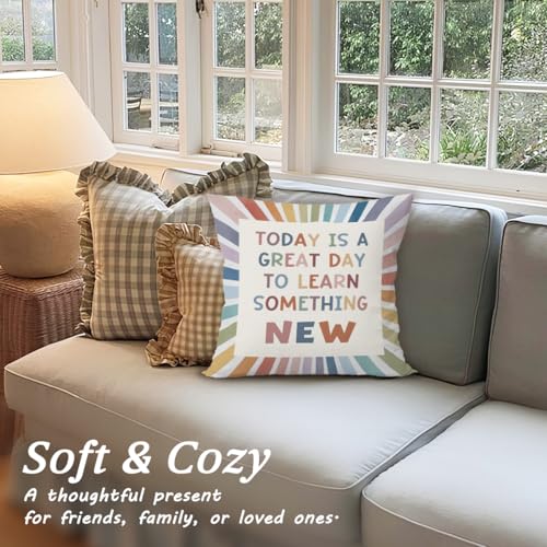 Inspirational Boho Pillow Cover 18x18 for Classroom & Bedroom